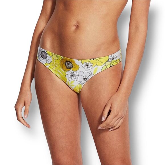 Seafolly US 6 Summer of Love High Cut Bikini Bottom Yellow Floral NWT Swim Pant - Picture 1 of 11